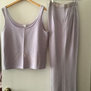 St. John Santana Knit Lilac Pants and Tank Top Set
